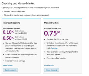 Checking and Money Market